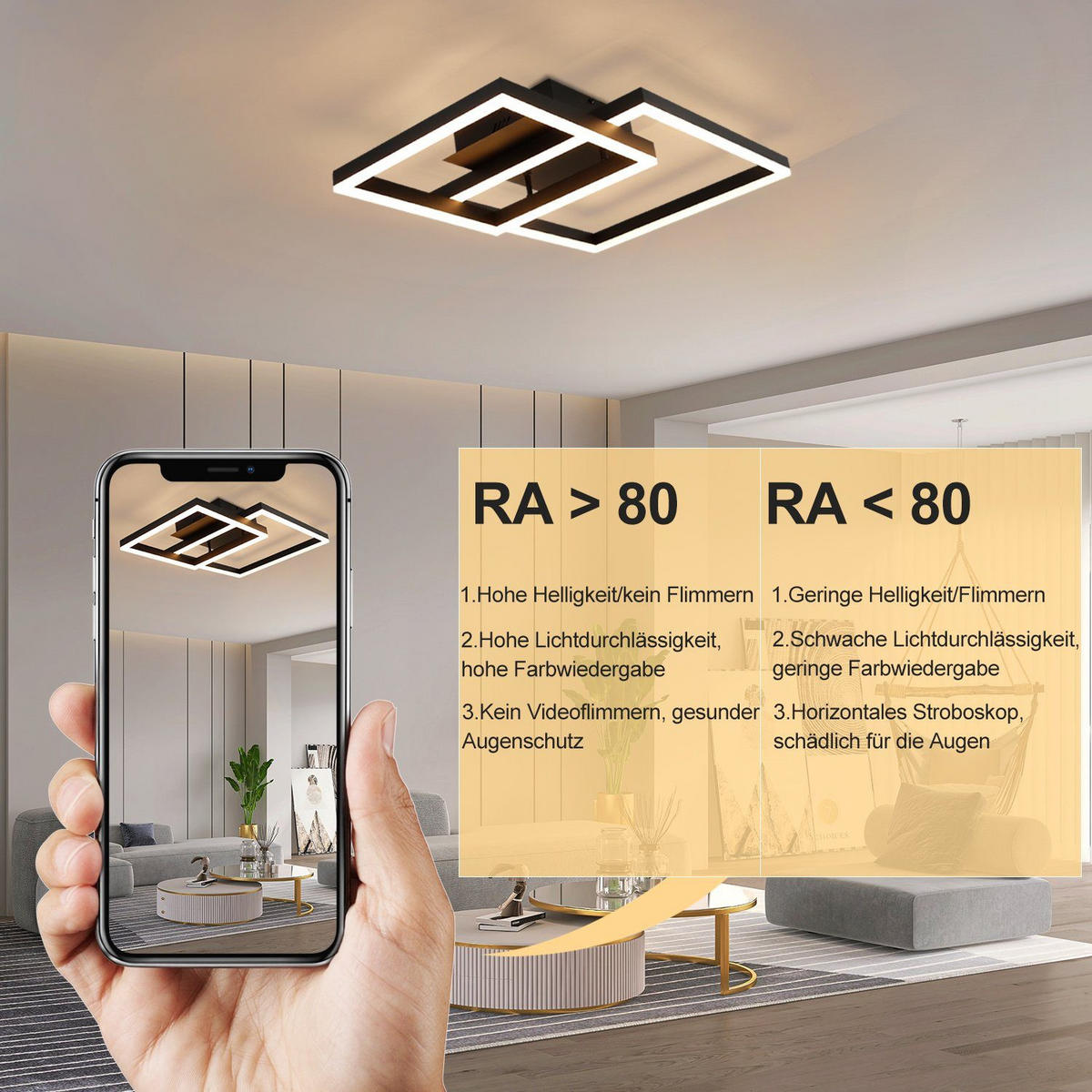 LED-DECKENLEUCHTE Martin 61/40/12 cm - Schwarz, Metall (61/40/12cm) - Nettlife