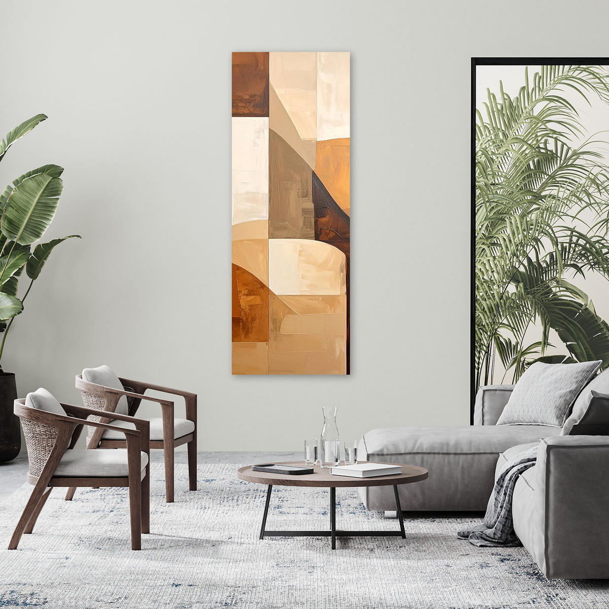 LEINWANDBILD 3D und geometrisch 50x150cm - Beige, Textil (50/150cm) - Feeby