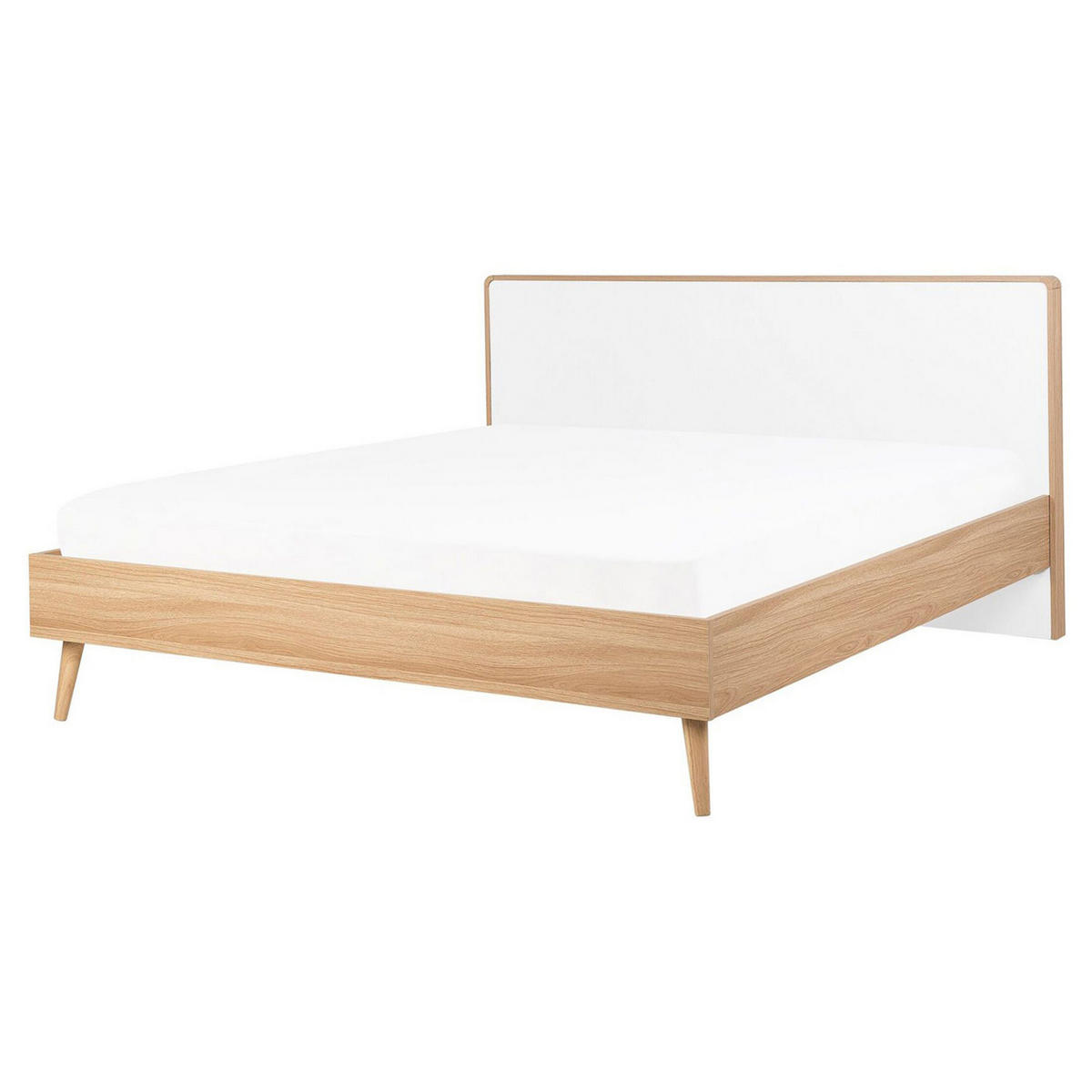 BETT mit LED 160x200 cm Heller Holzfarbton Serris - Hellbraun, Holzwerkstoff (160/200cm) - Beliani