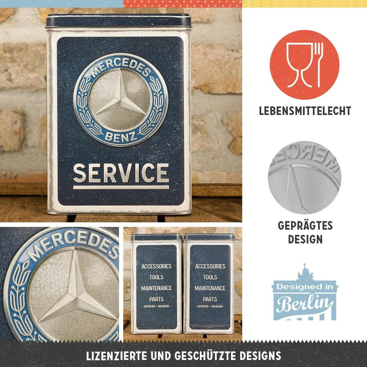 VORRATSDOSE L Mercedes-Benz Service Emblem Blue - Multicolor, Metall (14/20/10cm) - Nostalgic-Art