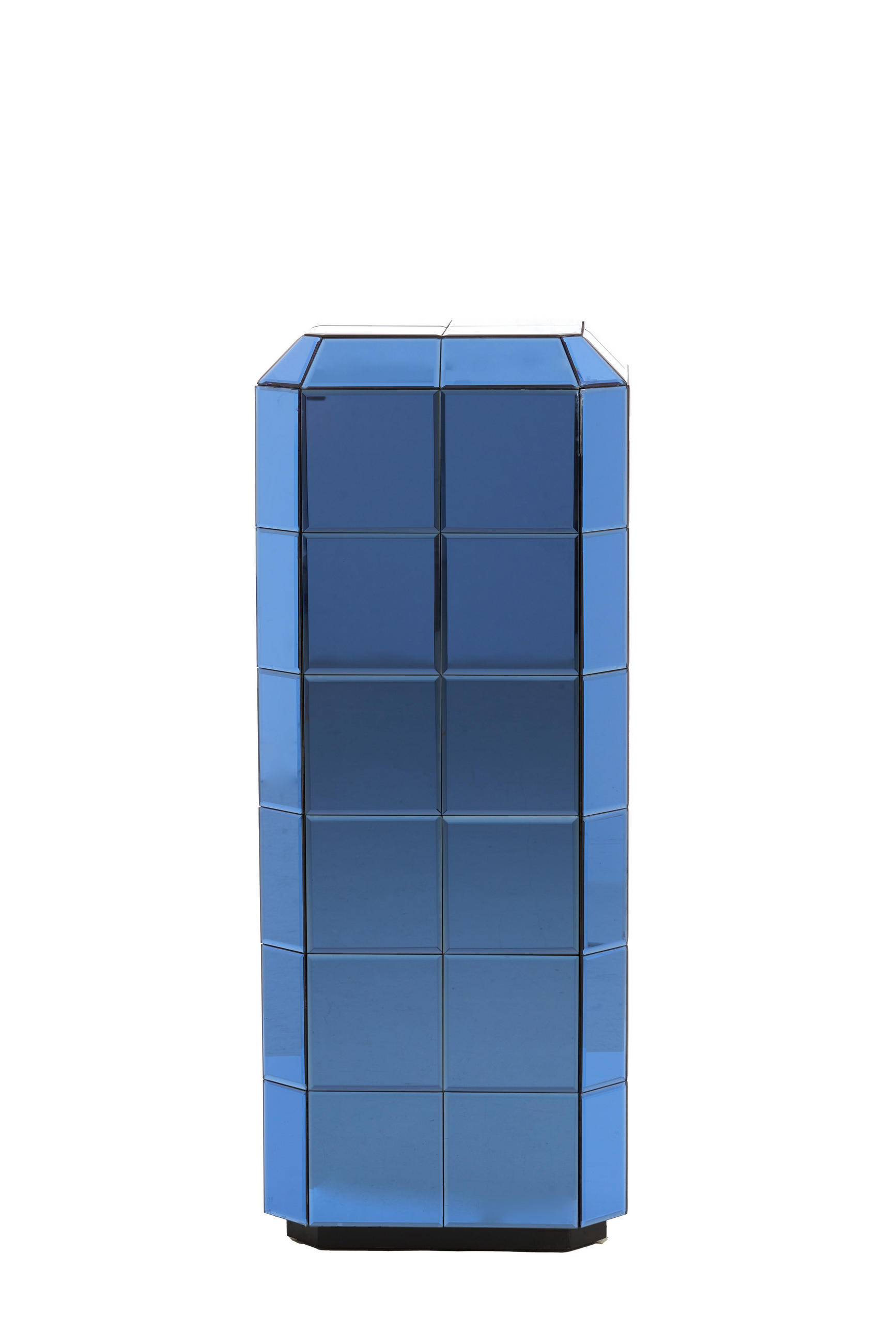 BLUMENSÄULE Luciano Blau 40/40/100 cm - Blau, Glas (40/40/100cm) - Light & Living
