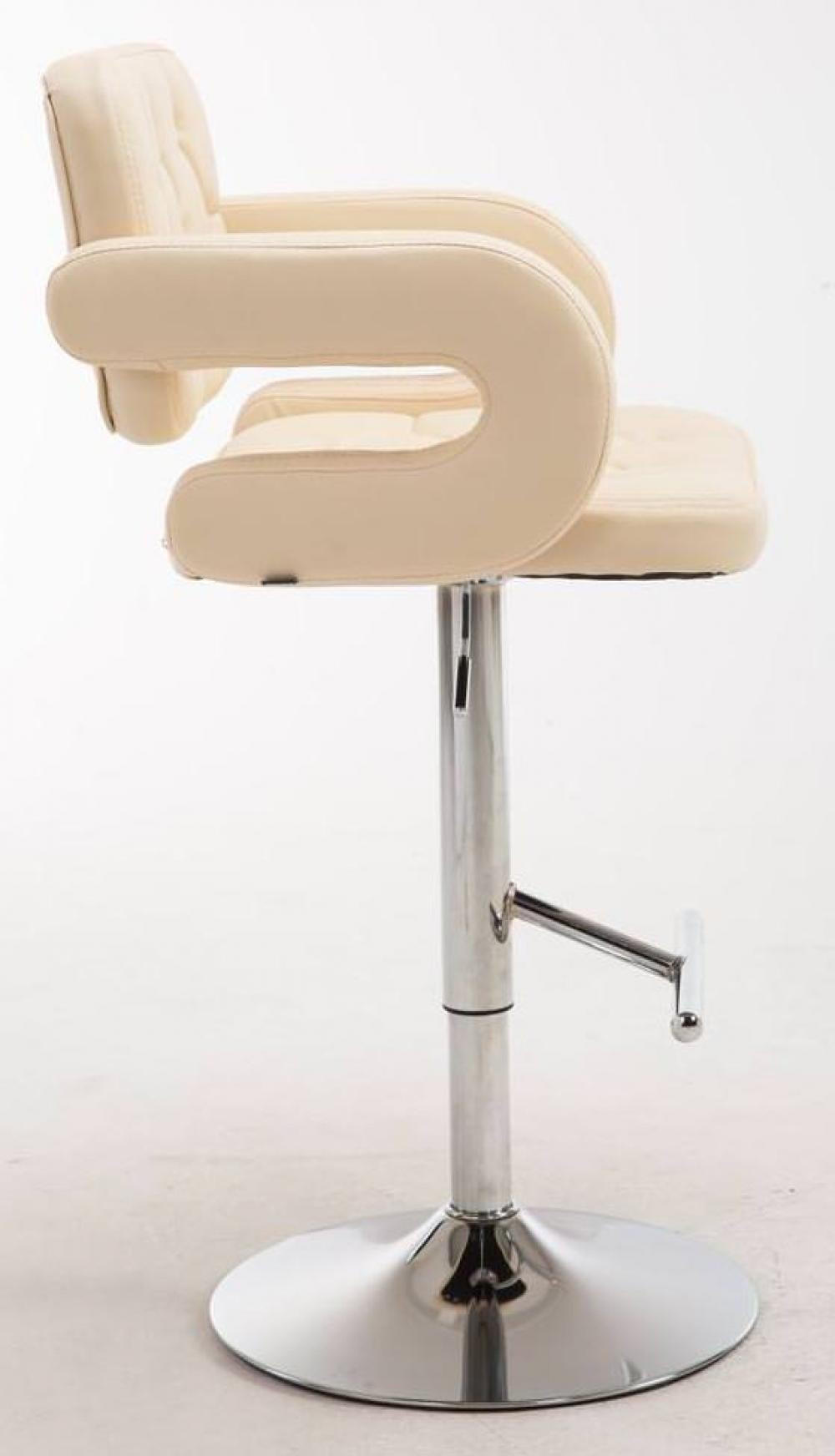 BARHOCKER 2er Set Lederlook creme - Chromfarben/Creme, Textil/Metall (62/103/55cm) - CLP