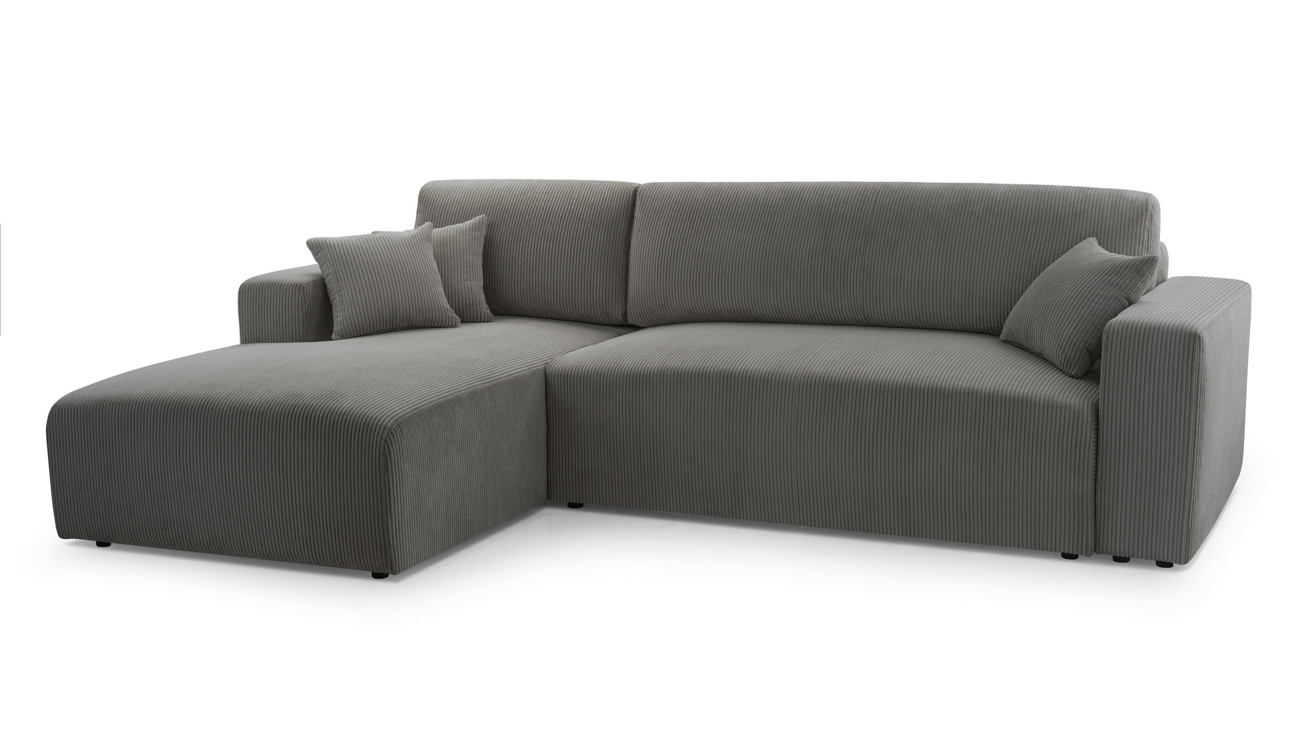 ECKSOFA L Form Catea Grau 279/145/84 cm Links mit Schlaffunktion - Schwarz/Grau, Kunststoff/Textil (145/279cm) - AX Living