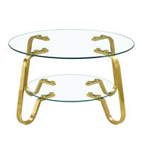 COUCHTISCH aus Metall und Sicherheitsglas in Gold mit 2 Ebenen - Goldfarben, Metall (80/80/45cm) - Modfu