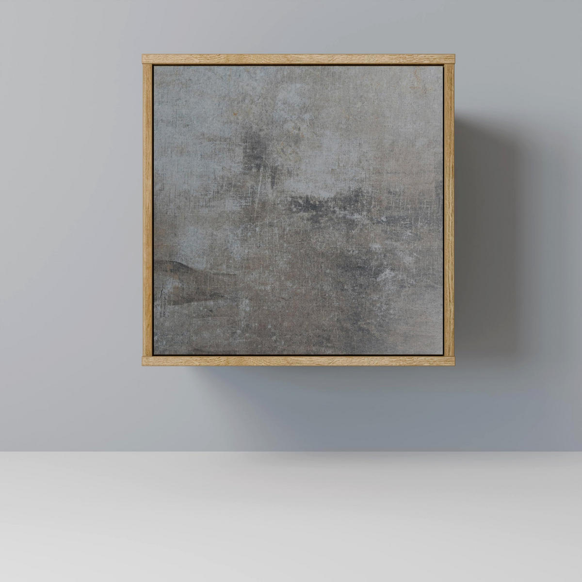 SIDEBOARD CONCRETE WALL, Eichefarben, 57,5x42x67,5 cm, Schwarze Metall-Rahmenfüße - Eichefarben/Multicolor, Holzwerkstoff/Metall (57.5/67.5/42cm) - SpaceRebels
