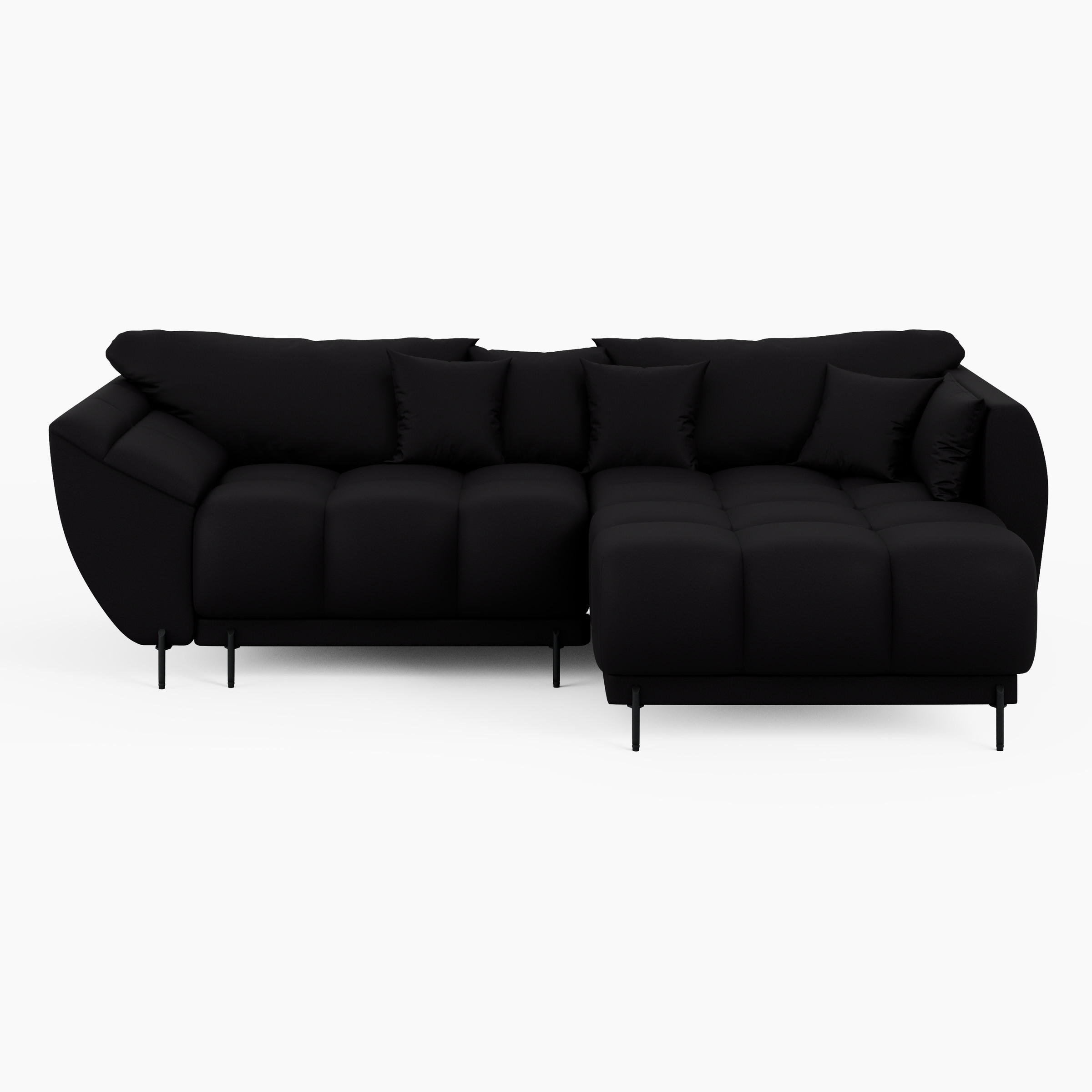 ECKSOFA LEGRO Rechts Schwarz Velours Pet Friendly L-Form Couch mit Schlaffunktion & Bettkasten - Schwarz, Holz (285/180cm) - Barchello