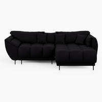 ECKSOFA LEGRO Rechts Schwarz Velours Pet Friendly L-Form Couch mit Schlaffunktion & Bettkasten - Schwarz, Holz (285/180cm) - Barchello