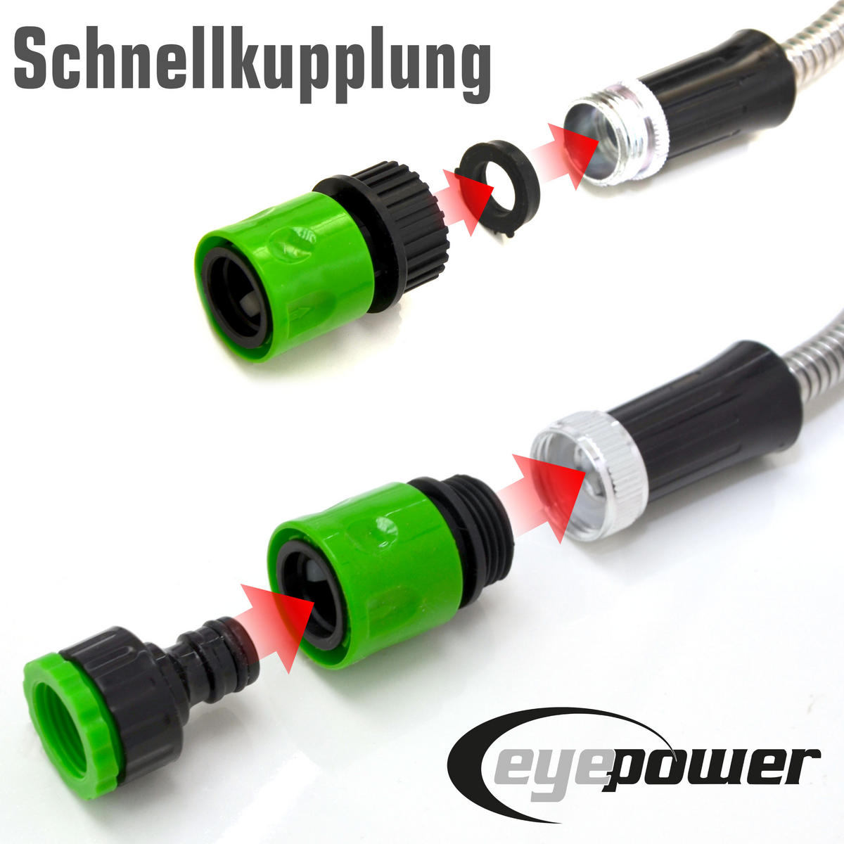 EDELSTAHL-GARTENSCHLAUCH 22,5 m - Silberfarben, Metall (2250cm) - eyepower