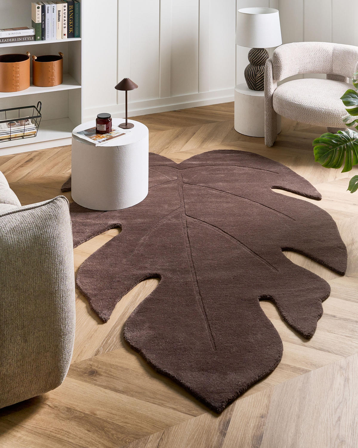 KOBEREC Tmavě hnědý 160/230 cm Vlna Nainital - tmavě hnědá, textil (160/230cm) - Beliani