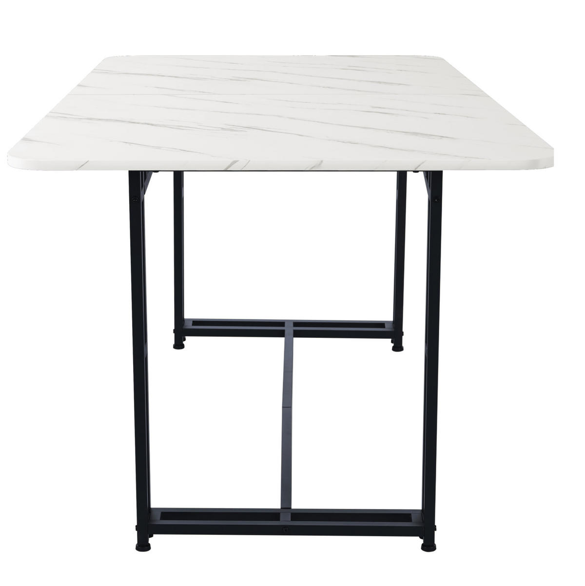 ESSTISCH 140/80 cm in Schwarz/Weiß mit MDF-Platte und schwarzen Metallbeinen - Weiß, Holzwerkstoff (140/80/74cm) - Flora Grace
