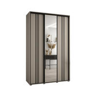 SCHWEBETÜRENSCHRANK 235,2/150/45 3-türig - Kaschmir/Schwarz, Holz/Metall (150/235.2/45cm) - MÖBEL KRYSPOL