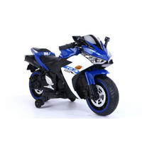 KINDER ELEKTROMOTORRAD 888 blau Stützräder, Musikfunktion, LED-Scheinwerfer, Batterieanzeige - Blau, Kunststoff (118/48/65cm) - Es-Toys