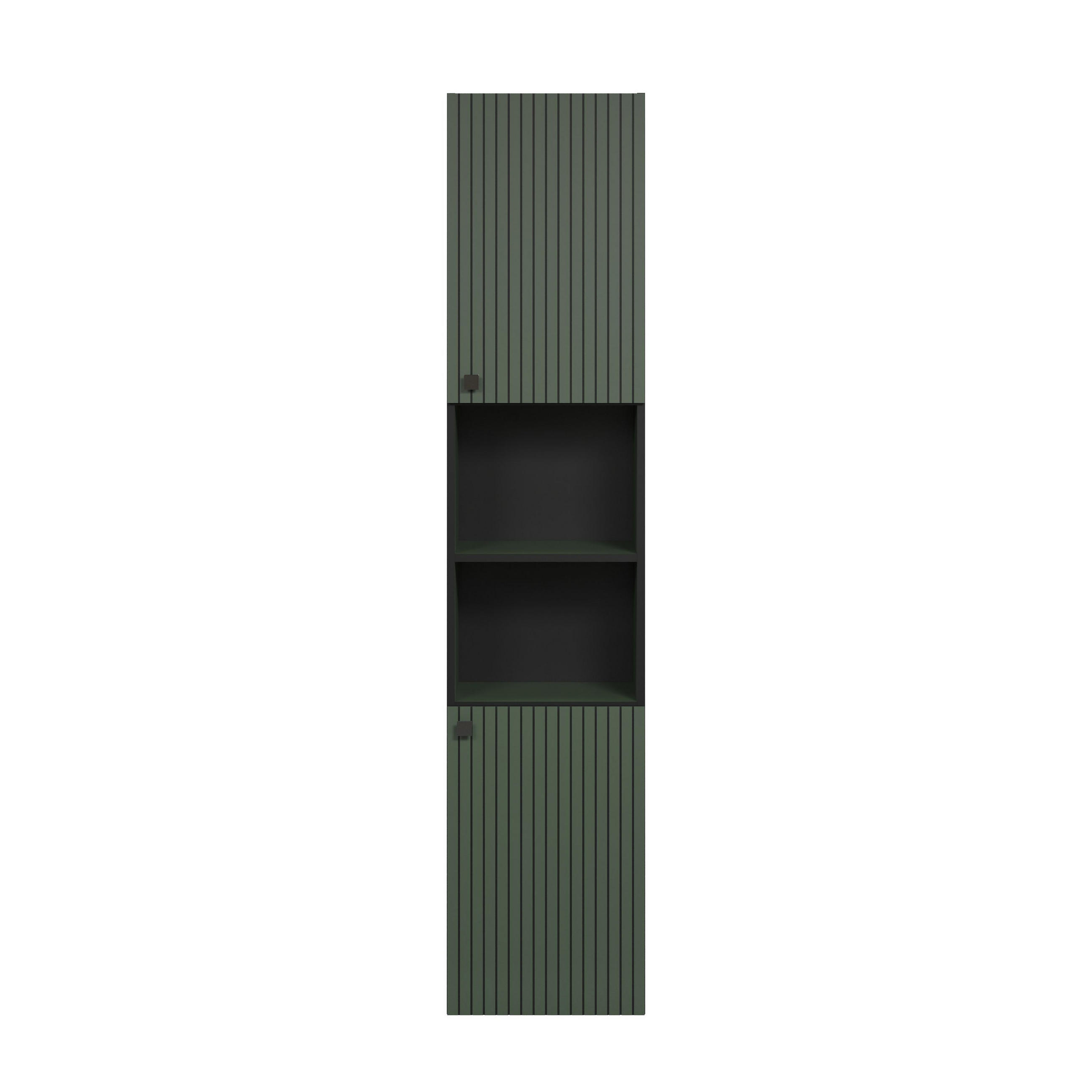 BADEZIMMERSÄULE mit Rillen, 2 Türen und 2 Fächern - purebliss 112/15/44,5 cm - Grün, Holzwerkstoff (40/186/31cm) - Trendteam