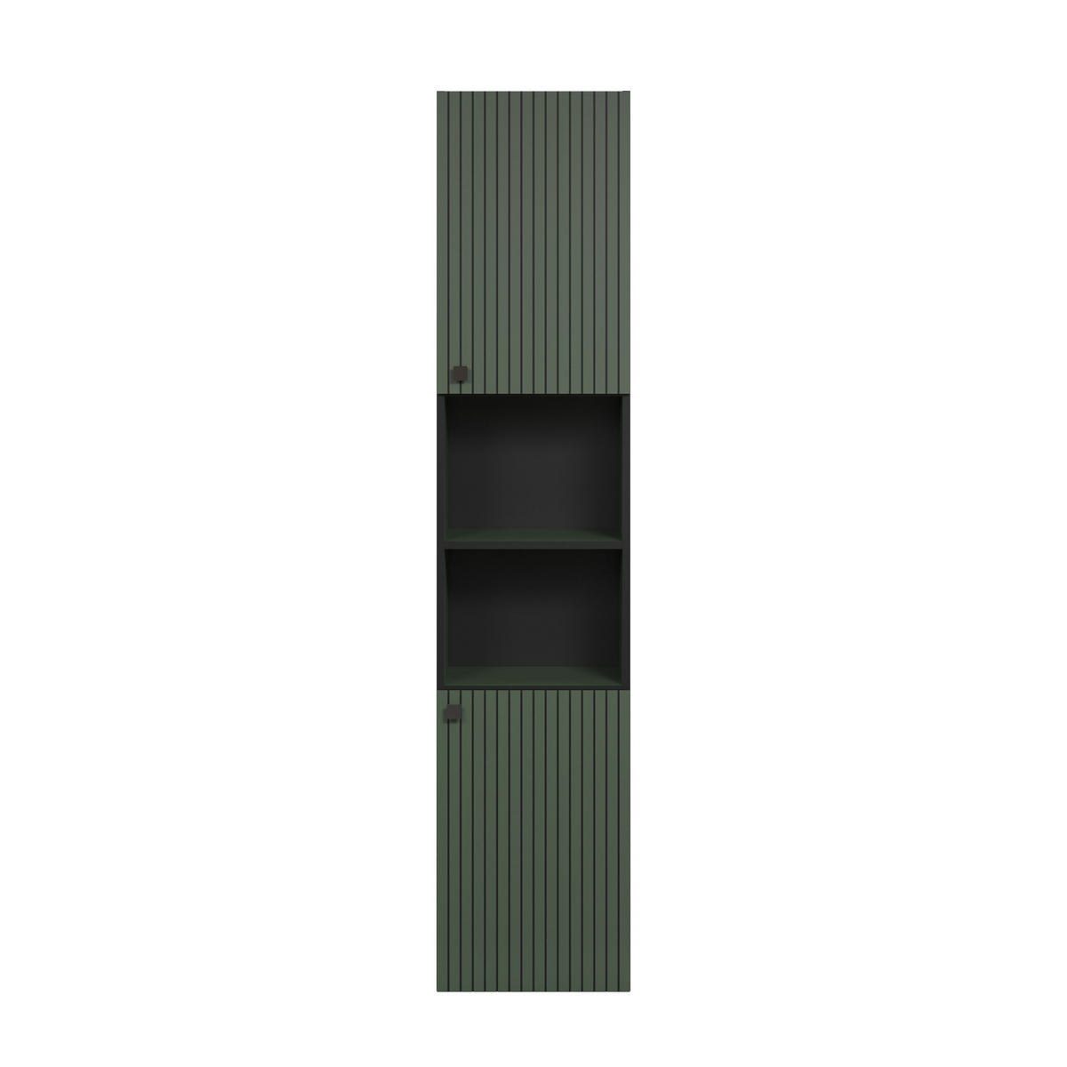 BADEZIMMERSÄULE mit Rillen, 2 Türen und 2 Fächern - purebliss 112/15/44,5 cm - Grün, Holzwerkstoff (40/186/31cm) - Trendteam
