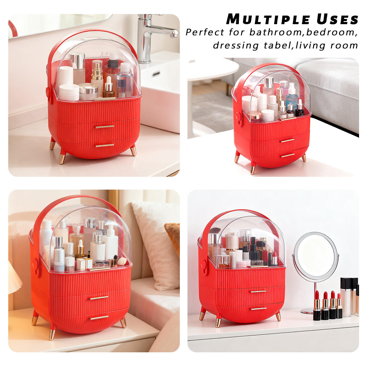 KOSMETIK ORGANIZER Miraya 29/19/38 cm - Rot, Kunststoff (19/38/29cm) - ZMH