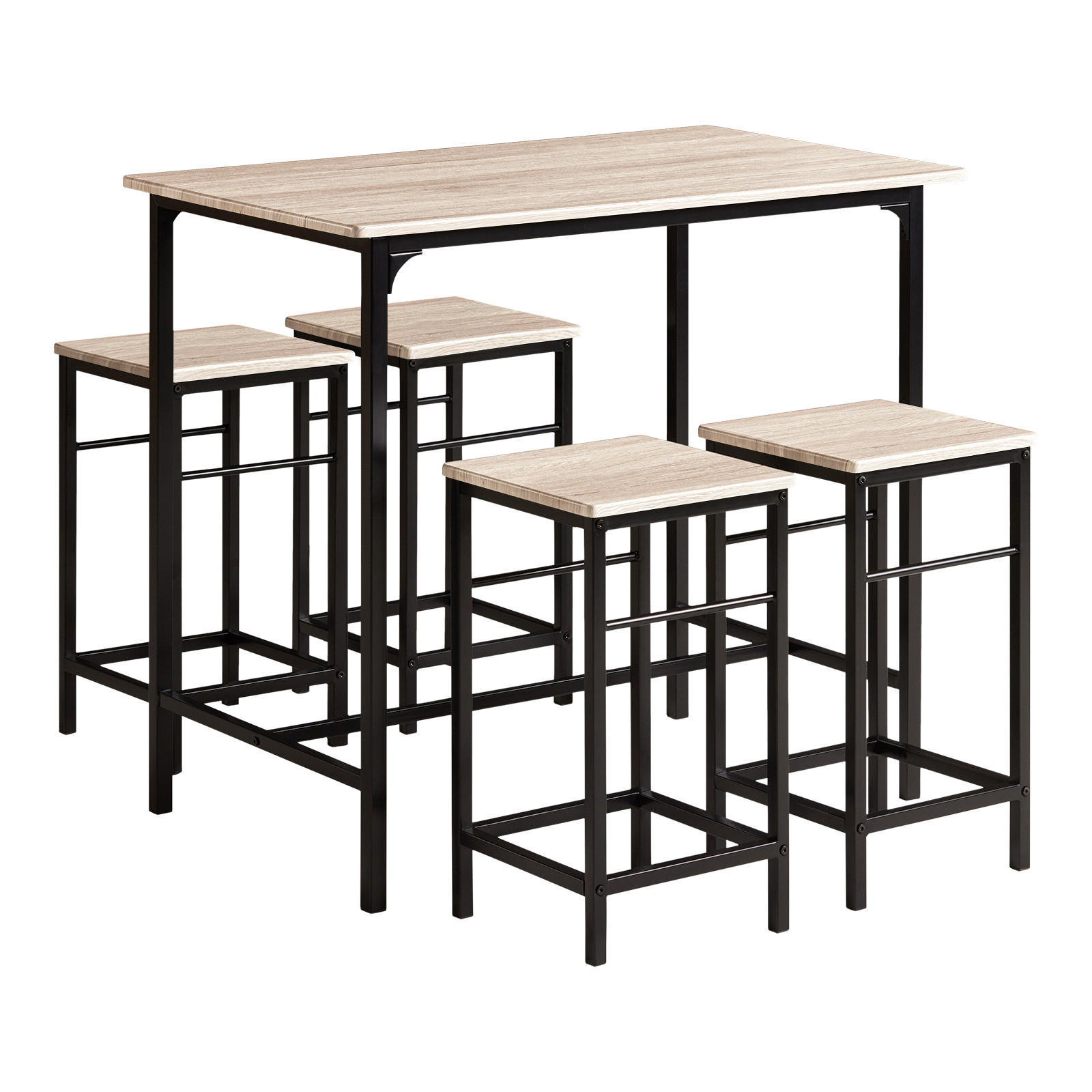 BARTISCH + 4 x BARHOCKER - Naturfarben, Holzwerkstoff (100/87/60cm) - SoBuy