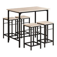 BARTISCH + 4 x BARHOCKER - Naturfarben, Holzwerkstoff (100/87/60cm) - SoBuy
