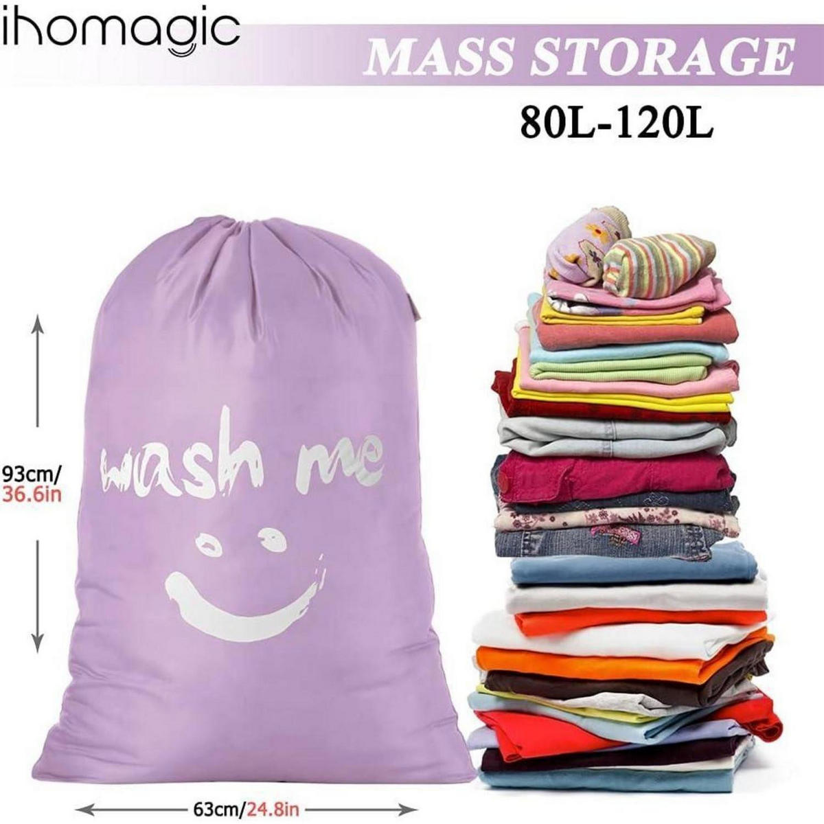 WÄSCHESACK 2-teiliges Set 120L Violett - Lila, Textil (66/92/66cm)