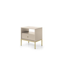 NACHTISCH - Bettisch Melody MS54 Beige + Gold - Beige/Goldfarben, Holzwerkstoff (54/56/39cm) - Möblo