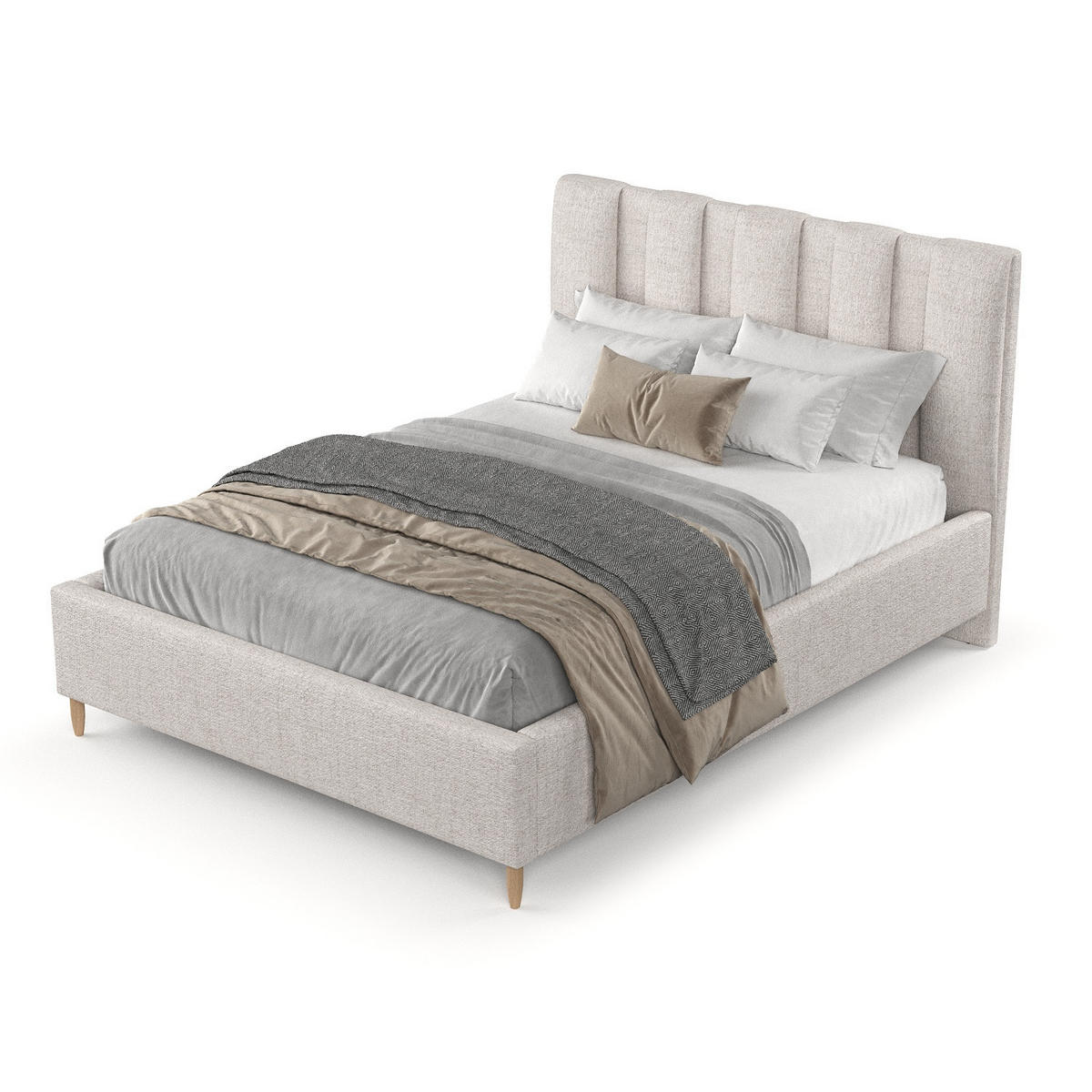 POLSTERBETT Loom 160/200 cm Hellbeige im Neve Stoff - Sandfarben/Naturfarben, Holz/Holzwerkstoff (160/200cm) - AltaBeds