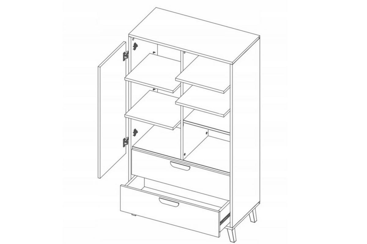 KINDERKOMMODE JUSTIN 05 80 cm breit in Weiß / Graphit / Grau / Eiche - Eichefarben/Graphitfarben, Holzwerkstoff (80/140/40cm) - Deine Möbel 24