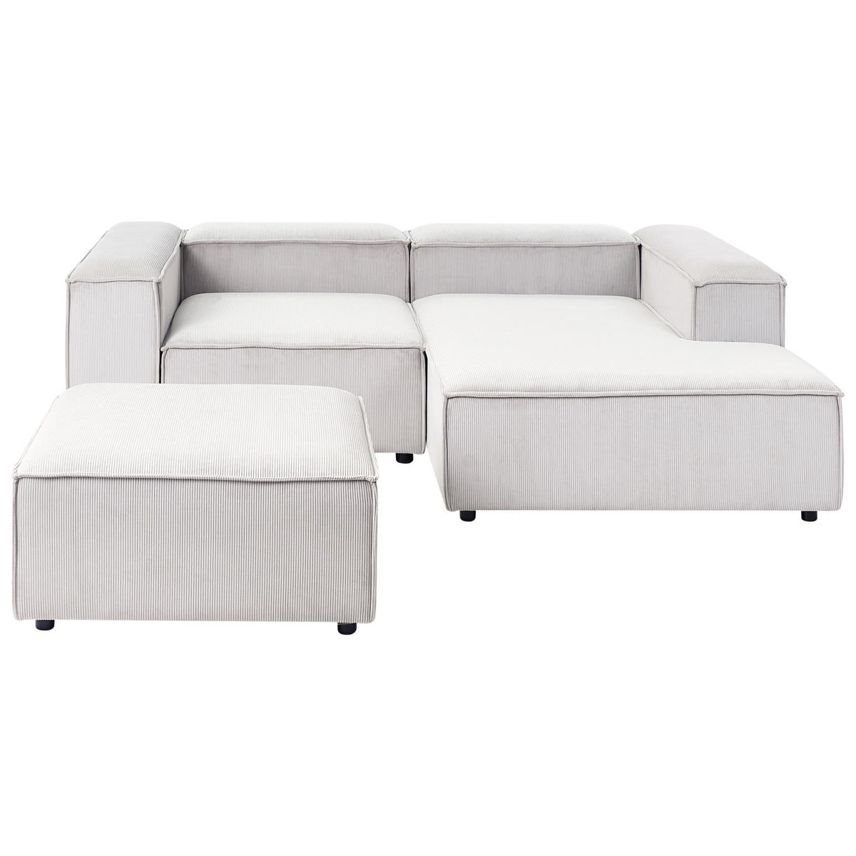 ROHOVÁ POHOVKA modul 3-místná levostranná Krémově bílá Manšestr s otomanem Ardal - krémová, textil (240/180cm) - Beliani