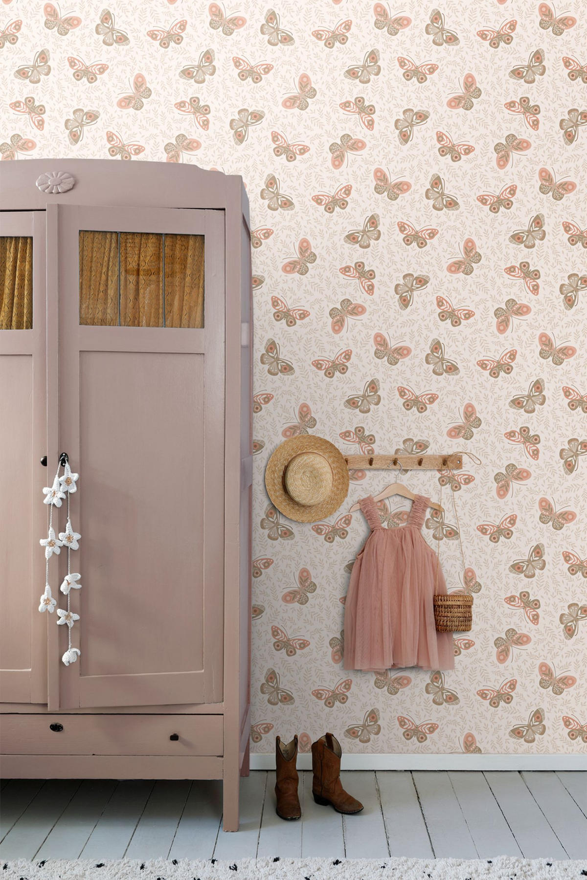 TAPETE Schmetterlinge 50 x 900 cm - Beige, Papier (50/0.1cm) - ESTAhome