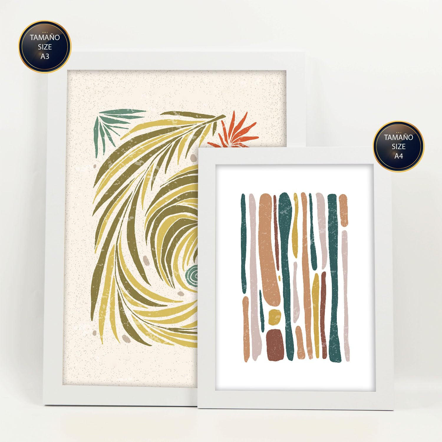 POSTER Set Mit 6 Drucken Von Linien In Der Sammlung Von Ethnischenen Ästhetische Dekorative Rahmen Für Zuhause Wandkunstdruck A3 & A4 Weißer Rahmen - Weiß, Papier (29/3cm) - Nacnic