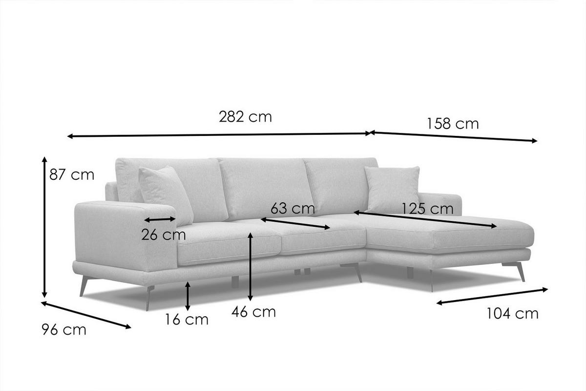 ECKSOFA MEDIOLANE 4-Sitzer, taupe - Taupe, Holzwerkstoff/Textil (282/219cm) - Courtois Laville