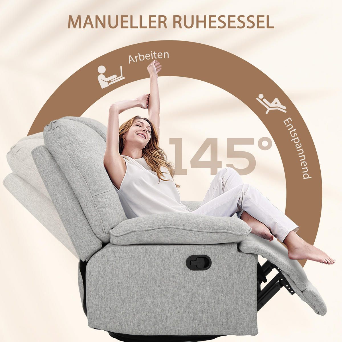 FERNSEHSESSEL Polyester, Schaumstoff Grau - Grau, Textil (101/105/89cm) - HOMCOM