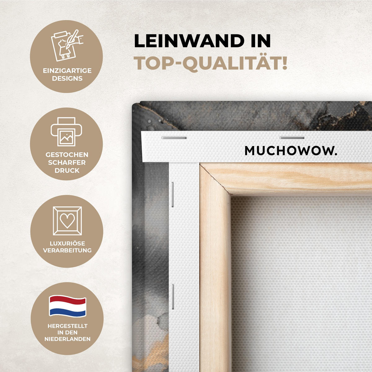 LEINWANDBILD Grau - Luxus - Gold - Marmor 60x80 cm - Dunkelgrau, Textil (60/80cm) - MuchoWow