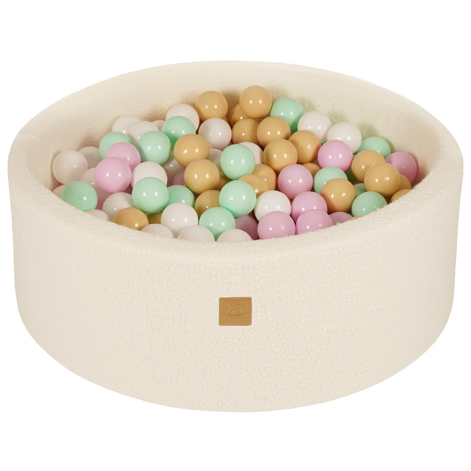 BÄLLEBAD für Kinder, Boucle, Weiß - Hellrosa/Beige, Textil (90/90/30cm) - MeowBaby