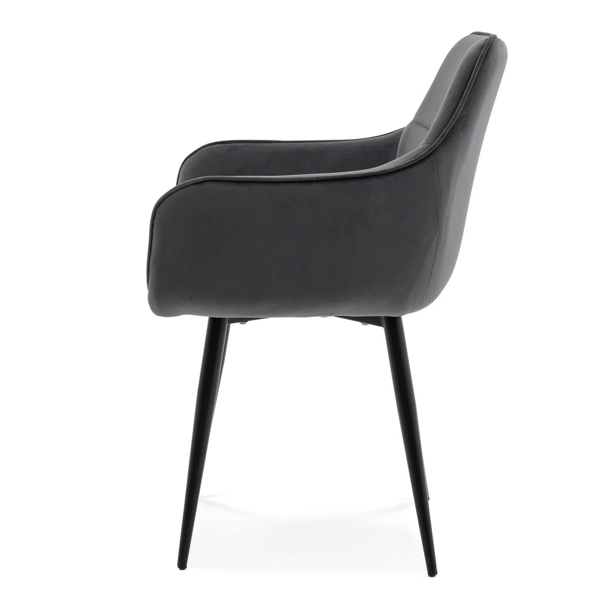 STUHL QUATTRO gepolstert mit Steppung - grau - Samt Velours - Schwarz/Grau, Textil/Metall (58/88/58cm) - NEW HOME