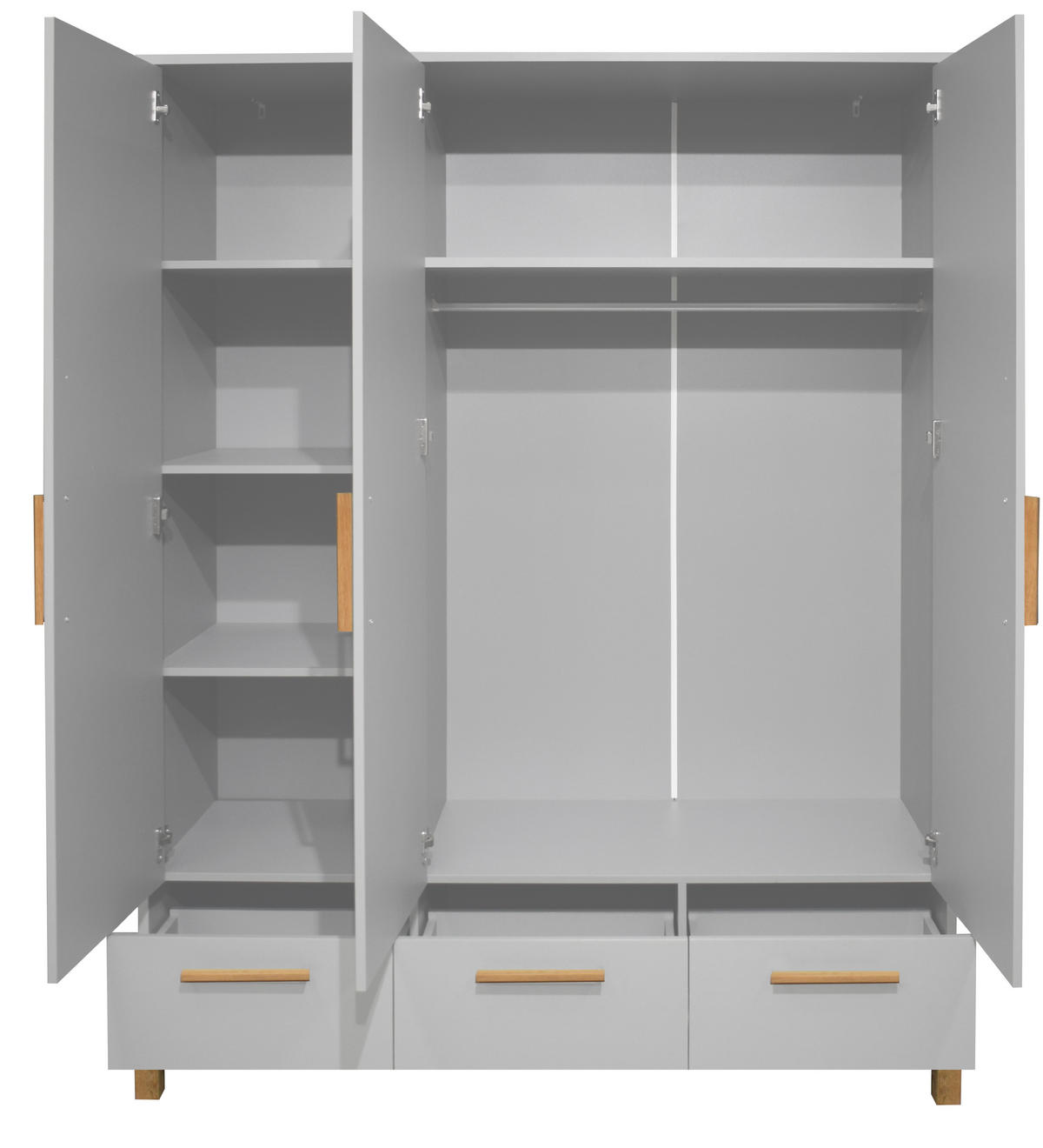 BABYZIMMER Olivia in Kreidegrau matt Lack und Eiche 8 teilig inklusive Matratze - Grau, Holzwerkstoff (120/200/80cm)