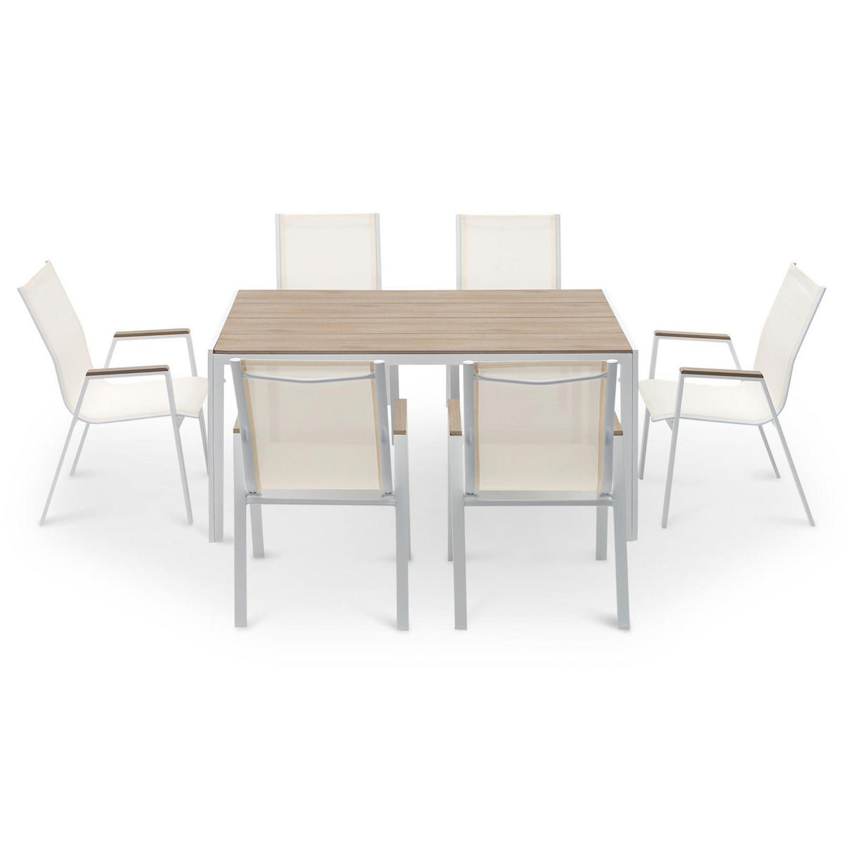 GARTENMÖBEL SET MONDELLO 7er Set beige, weiß - Beige, Metall - IDIMEX