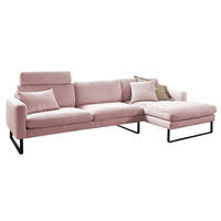 ECKSOFA RICARDA Pink Cord - Pink/Schwarz, Textil/Metall (298/154cm) - KAWOLA