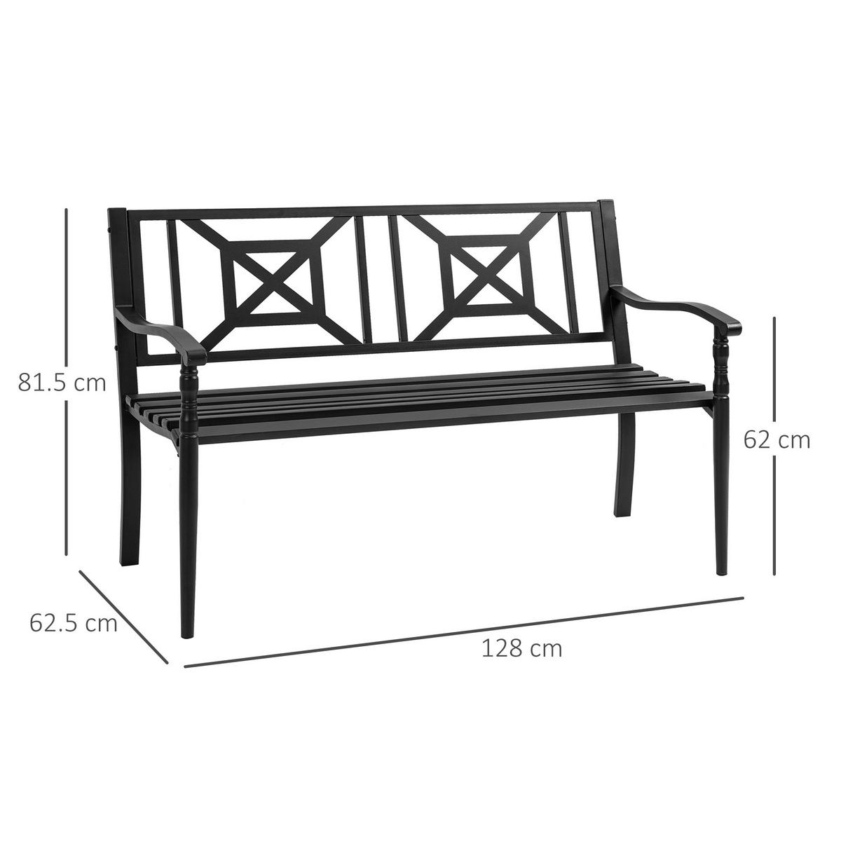 GARTENBANK,2-SITZER Stahl hohe Rückenlehne,schwarz - Schwarz, Metall (128/81.5/62.5cm) - Vallsero