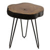 BEISTELLTISCH Massivholz Metallbeine Baumstammoptik BALU, Braun 35x35x45 cm - Schwarz/Braun, Holz/Metall (35/35/45cm) - KADIMA DESIGN