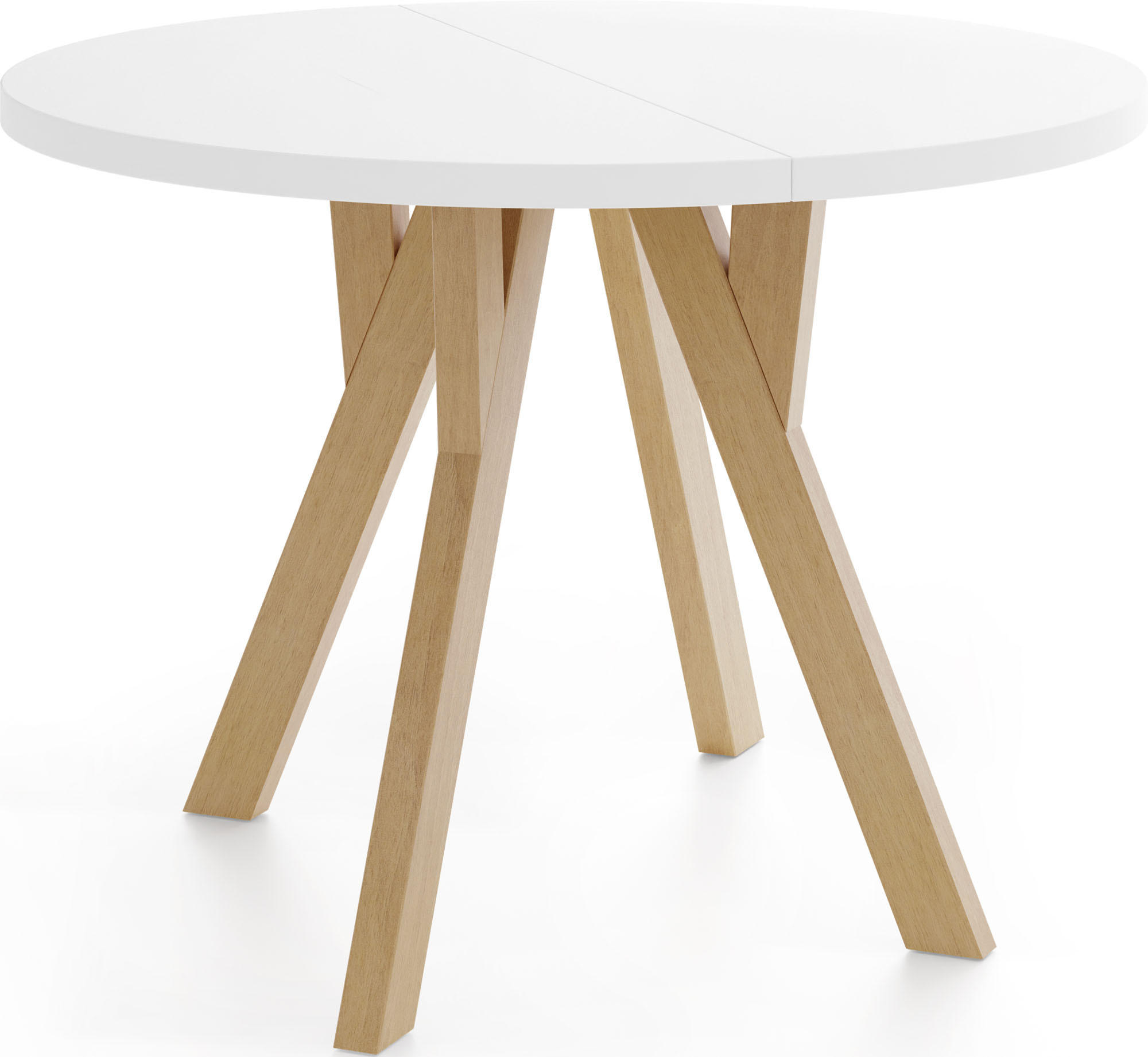 ESSTISCH Avero runder ausziehbarer, Weiß 100-140/100/77 cm - Hellbraun/Weiß, Holz/Holzwerkstoff (100/100/77cm) - WFL GROUP