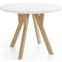 ESSTISCH Avero runder ausziehbarer, Weiß 100-140/100/77 cm - Hellbraun/Weiß, Holz/Holzwerkstoff (100/100/77cm) - WFL GROUP