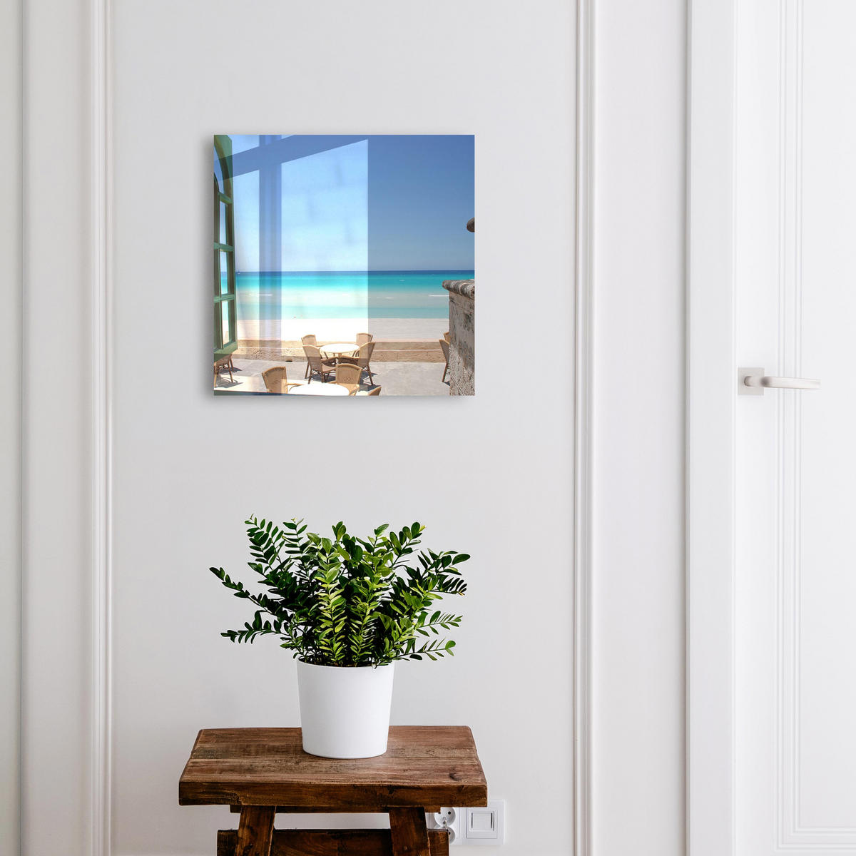 SCHLÜSSELBOX Schwarz 30x30 cm- Türöffnung nach rechts - Erholung am Meer - Blau, Metall (30/30/5cm) - TULUP