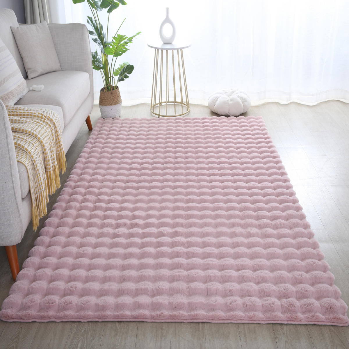 TEPPICH Waschbar Hochflor Uni Polyester Wohnzimmer Rosa Rechteckig 160x230 - Rosa, Textil (160/230cm) - KADIMA DESIGN