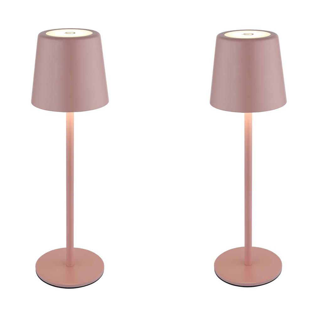 LED TISCHLEUCHTE Metall Rosa 2x - Rosa, Metall (8.5/8.5/28cm) - Globo Lighting