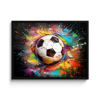 POSTER MIT RAHMEN Fußball - Farbe - Farben - Schwarz - Weiß 80x60 cm - Weiß, Papier (80/60cm) - MuchoWow