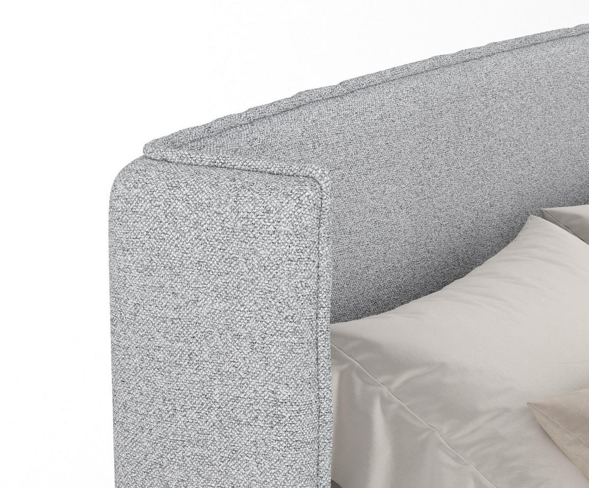 BOXSPRINGBETT Freeland Hellgrau 160/200 cm mit Matratze und Topper - Hellgrau/Schwarz, Holz/Holzwerkstoff (160/200cm) - Maison de Reve