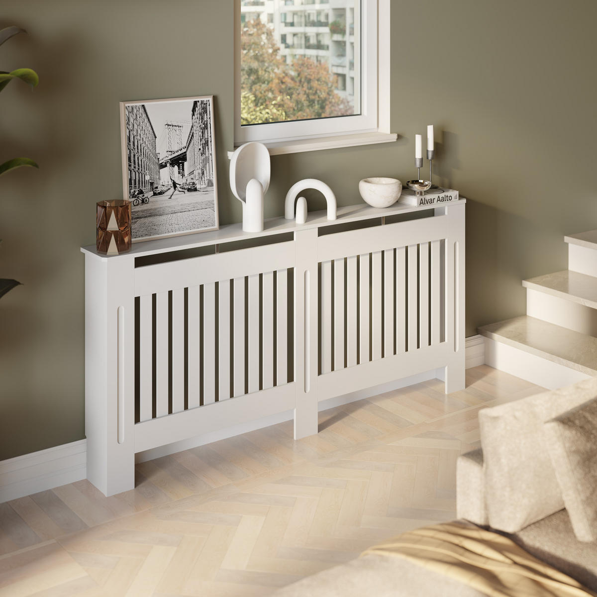 HEIZKÖRPERABDECKUNG Vila,optimale Luftzirkulation,weiß - Weiß, Holz (19/172/82cm) - tectake