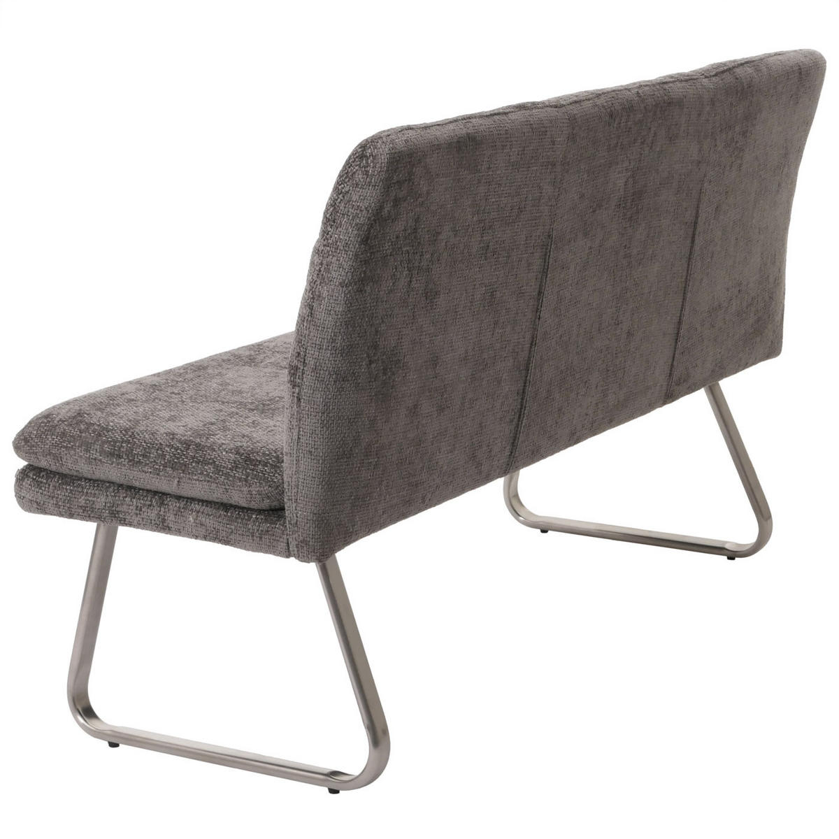 SITZBANK 90x160x58cm Sitzhöhe 50cm Lehne Stoff/Textil Chenille Edelstahl gebürstet 160cm Dunkelgrau - Dunkelgrau, Textil (160/90/58cm) - BERLINLODGE