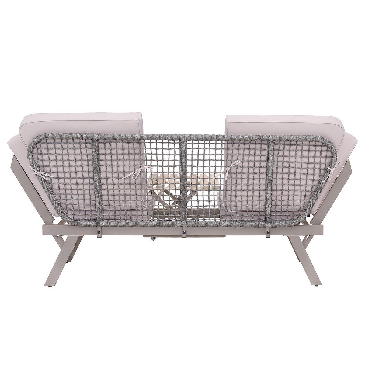 LOUNGESOFA - Stahl / Polyester - Anthrazit - Taupe, Holz/Metall (176/83/75cm) - home24