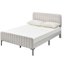 POLSTERBETT 180/200 cm mit verstellbarem Kopfteil und Lattenrost, Leinenbezug, Grau-Beige - Grau, Textil (180/200cm) - Redom