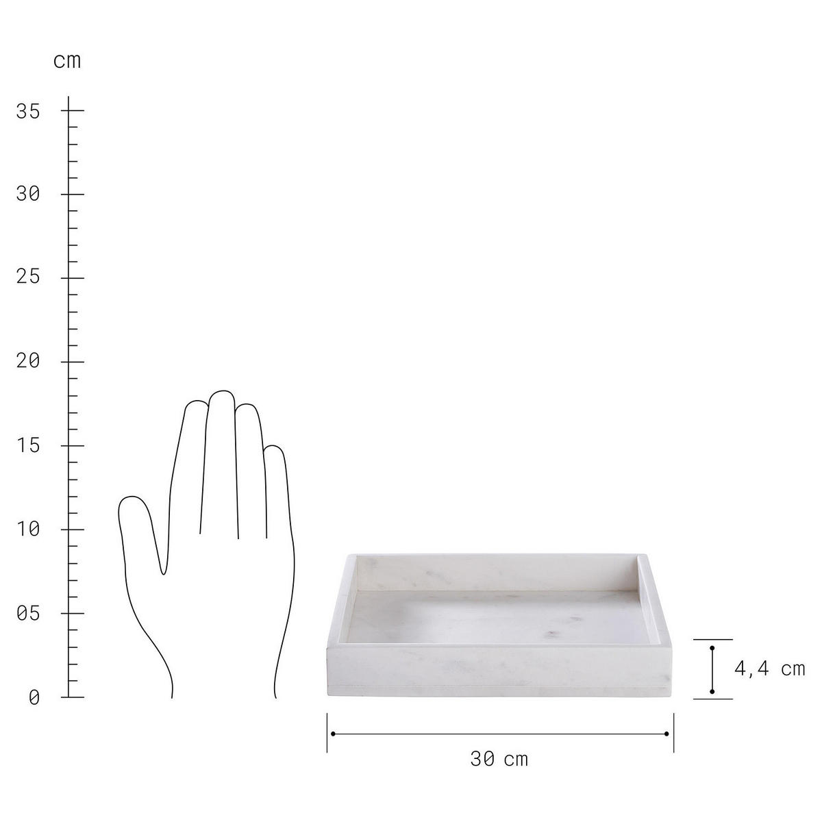 MARMORTABLETT Marble - Weiß, Stein (4.4cm) - Butlers
